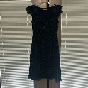 Navy blue polkadot dress